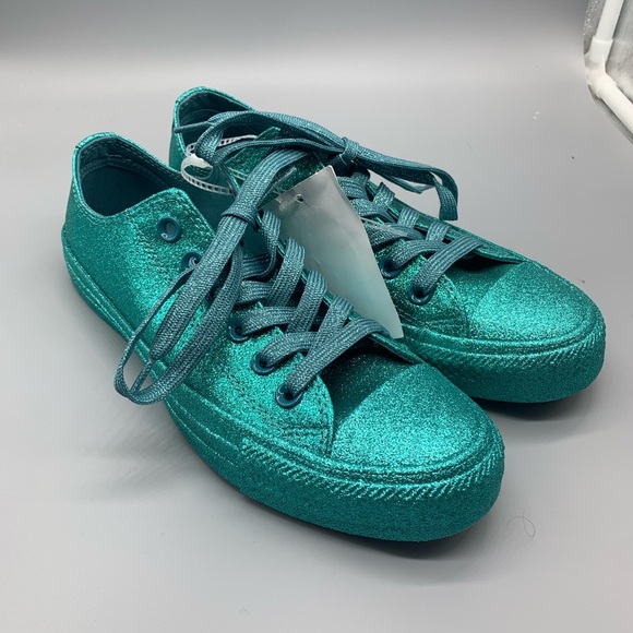 teal glitter converse